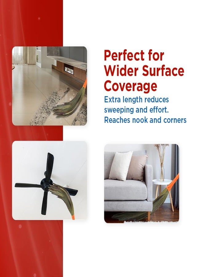 Monkey 555 مكنسة مونكي 555 XL للأرضيات الصلبة والعشب - عبوة من قطعتين | عصا مكنسة مناسبة للمساحات الكبيرة | عشب جارو هيل طويل | تزيل الغبار الناعم | مصنوعة من سلك نايلون محبوك | تشابك أفضل وقبضة إضافية، أزرق - Image 5